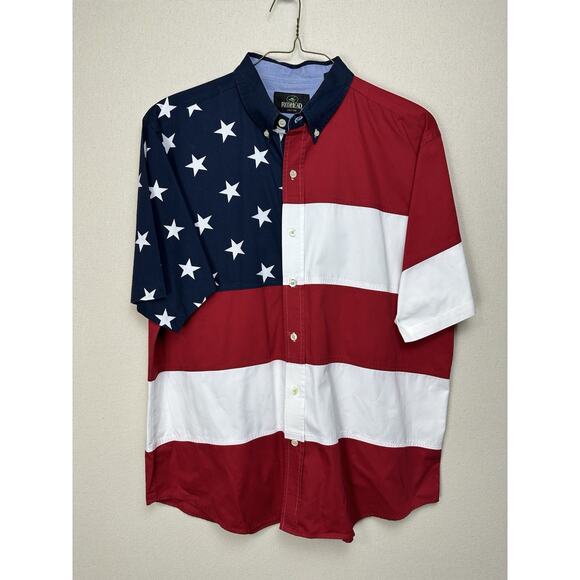 RedHead Other - Men’s XL Red White Blue American Flag Shirt By Redhead Patriotic 4th July READ